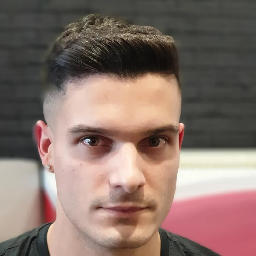 Men's short back and sides with a soft side part