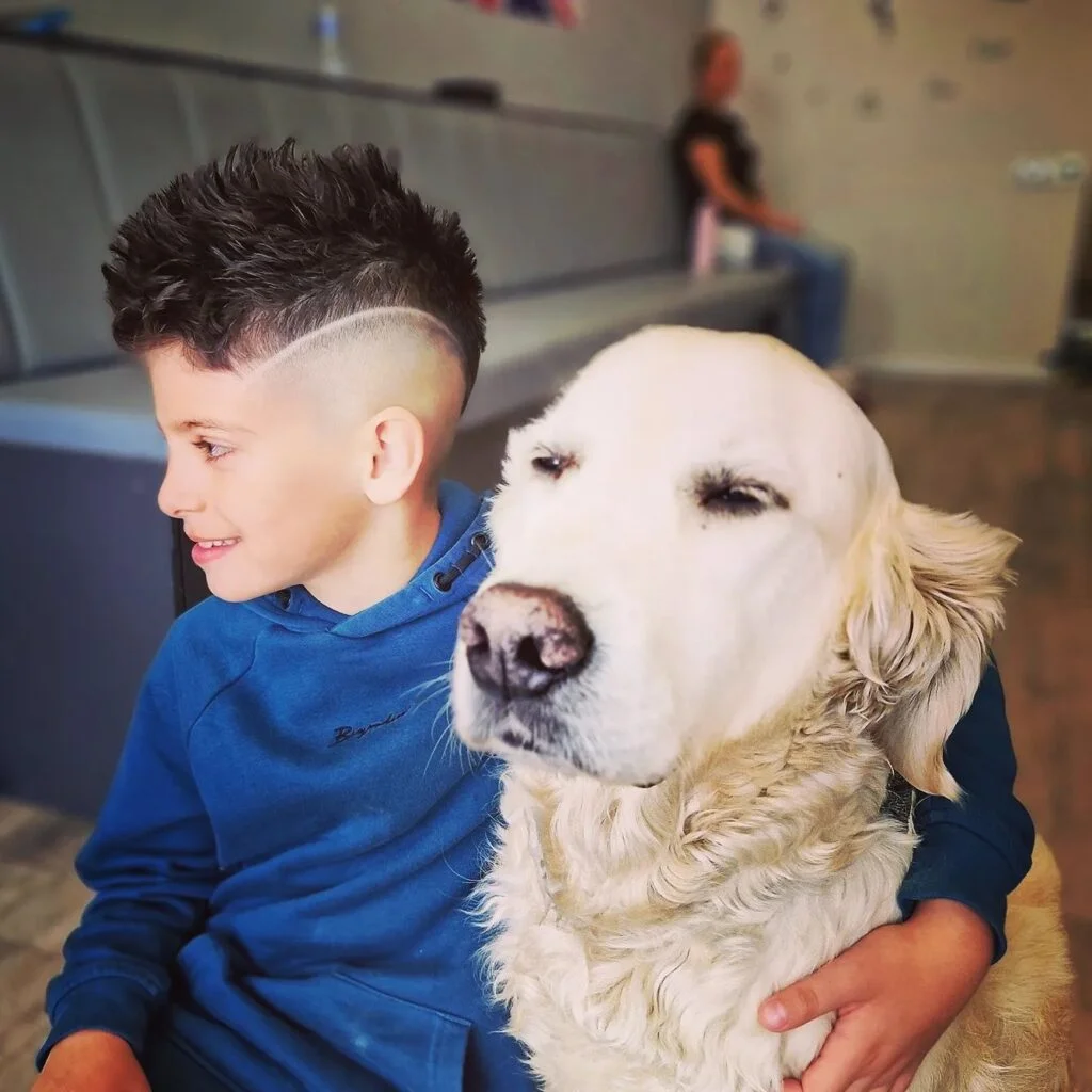 Kid's spiky fade haircut